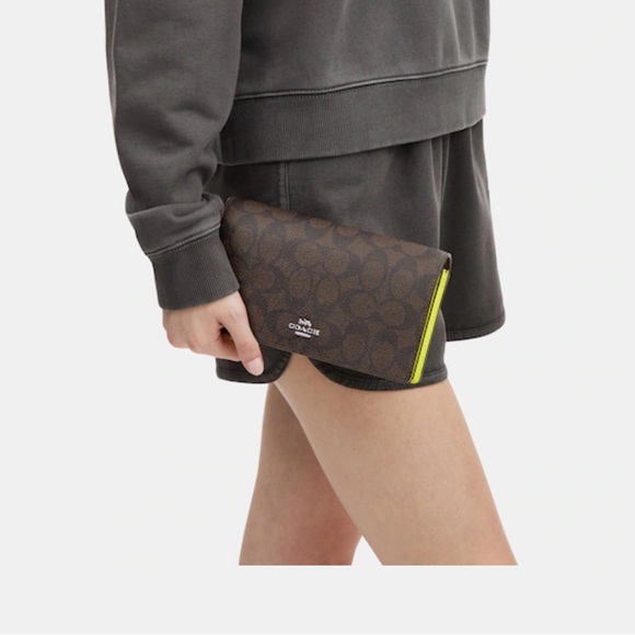 Anna Foldover Clutch Crossbody In Colorblock Signature Canvas - Picture 1 of 13